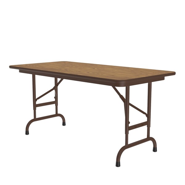 CFA Adjustable Melamine Folding Tables 24x48 Medium Oak